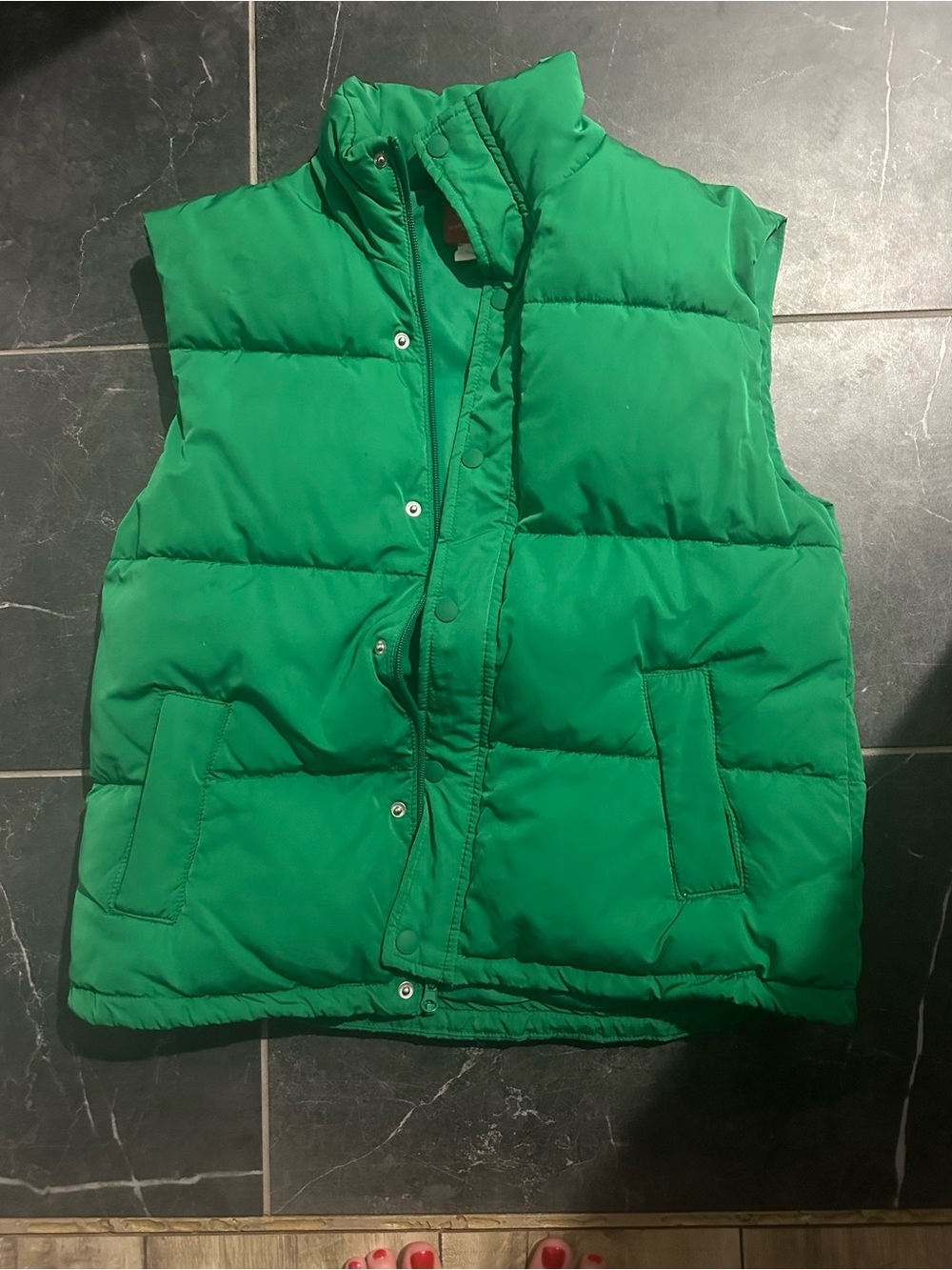 Target Green Quilted Puffer Vest - Sleeveless Snap & Zip